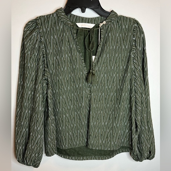 Joie Collet Blouson-Sleeve Tassel Jacquard Blouse, NWT S - Picture 3 of 8